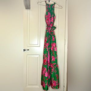 Perfect Garden Party Dress! Pink & green floral. Size large.